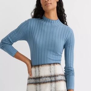 LOFT Light Blue Ribbed Knit Top